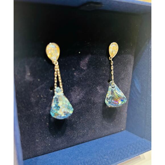 Swarovski crystal earrings blue Lunar PE Drop Lazo Mol 8193294 NWT - Picture 2 of 13
